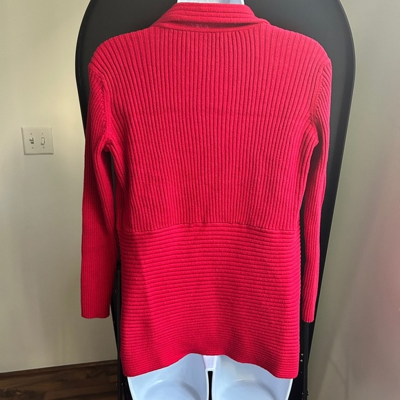 Red Open-Front Women's Cardigan - Picture 3 of 6